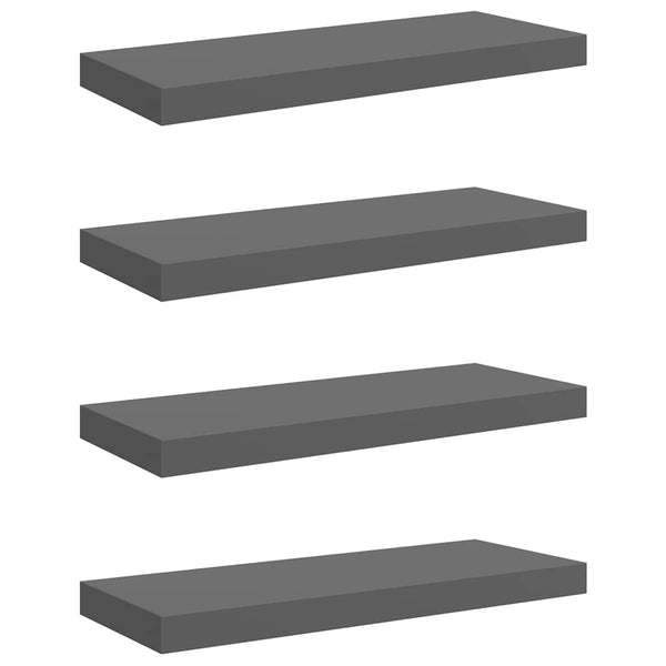 Schweberegale Grau Hochglanz, 4er Set