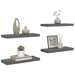 Schweberegale Grau Hochglanz, 4er Set