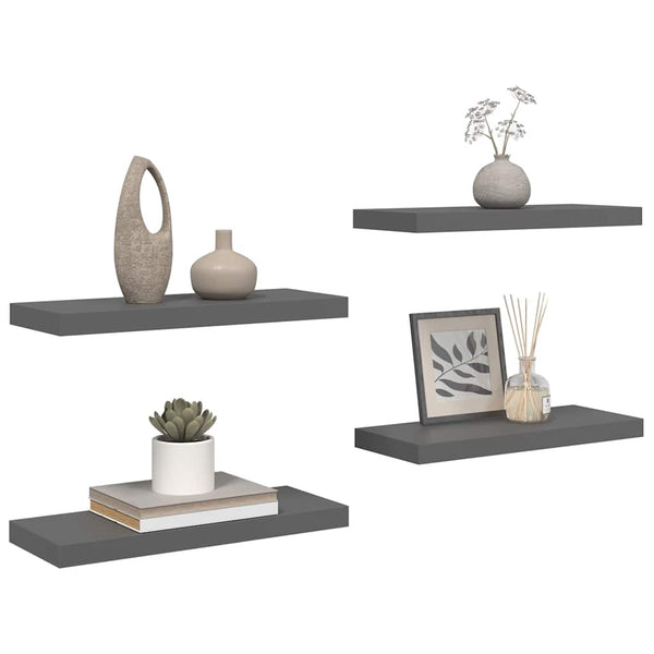 Schweberegale Grau Hochglanz, 4er Set