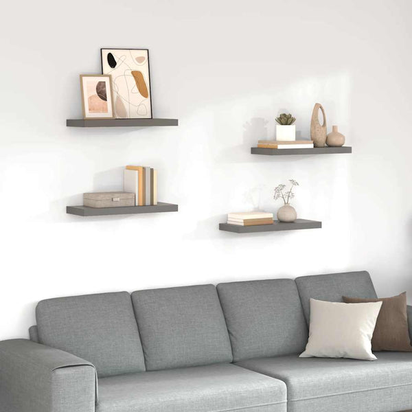Schweberegale Grau Hochglanz, 4er Set