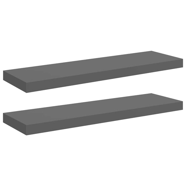 Schweberegale Grau Hochglanz, 2er Set