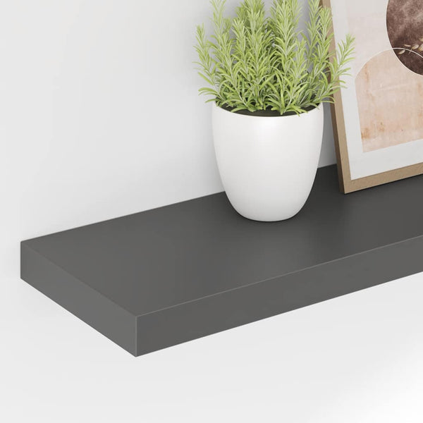 Schweberegale Grau Hochglanz, 2er Set