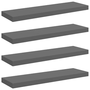 Schweberegale Grau Hochglanz, 4er Set