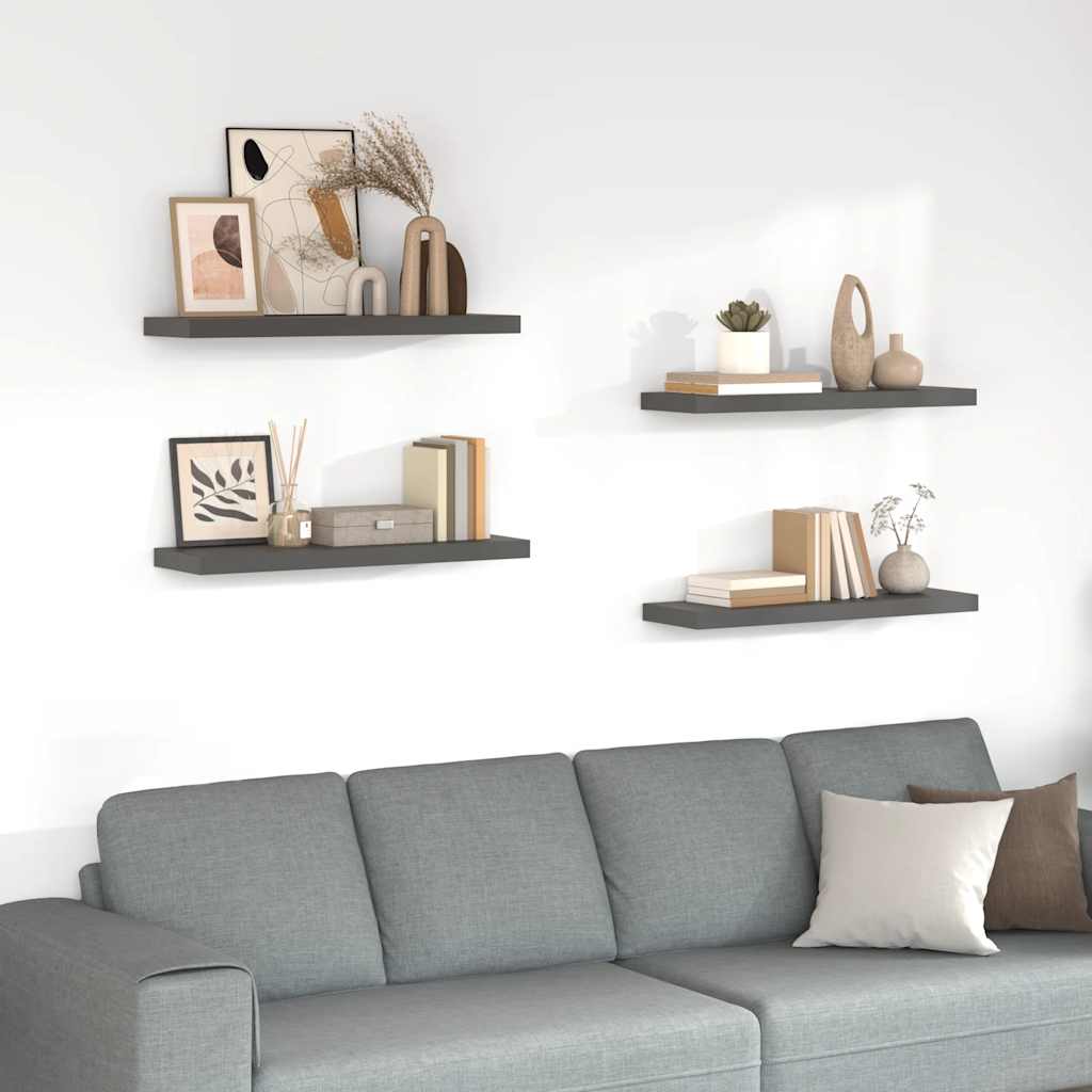 Schweberegale Grau Hochglanz, 4er Set