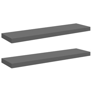Hochglanz Grau Schweberegale, 2er Set