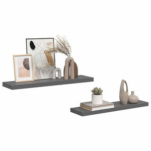 Hochglanz Grau Schweberegale, 2er Set