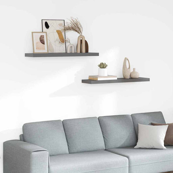 Hochglanz Grau Schweberegale, 2er Set