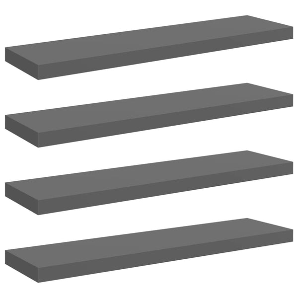 Schweberegale Grau Hochglanz, 4er Set