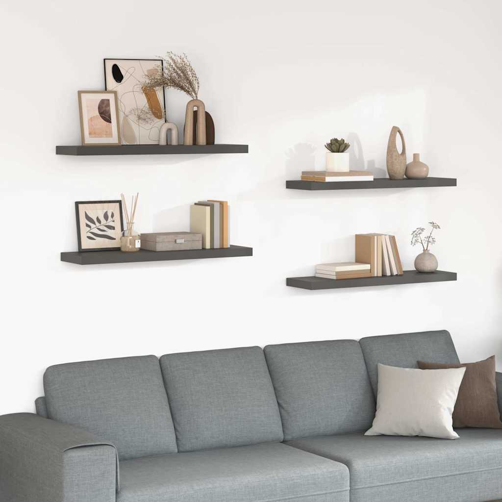 Schweberegale Grau Hochglanz, 4er Set