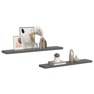Schweberegale Grau Hochglanz, 2er Set