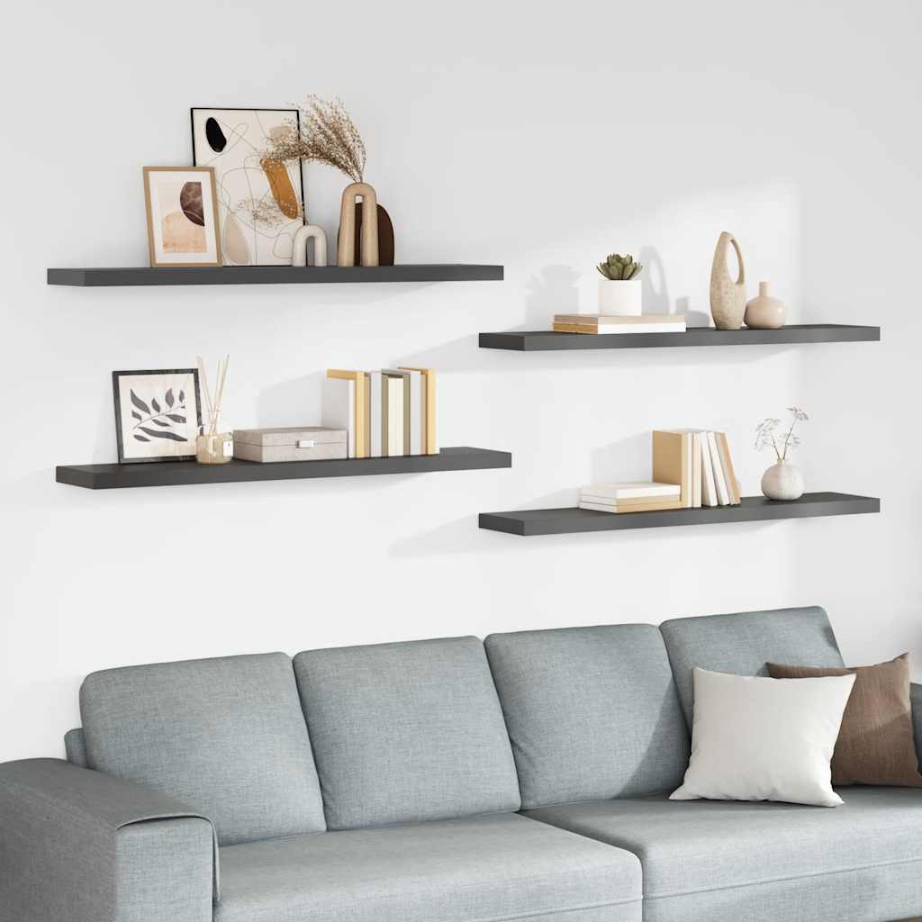 Schweberegale Grau Hochglanz, 4er Set