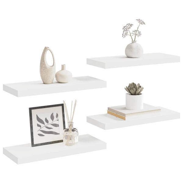 Weiße Schweberegale, 4er Set, 60 cm