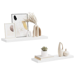 Weiße Schweberegale, 80 cm, 2er-Set