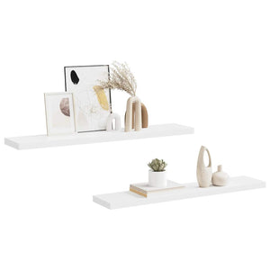Weiße Schweberegale, 120 cm, 2er-Set