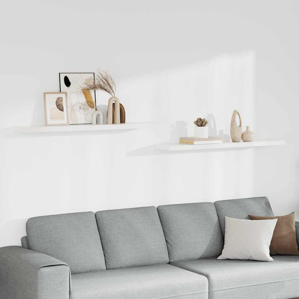 vidaXL Floating Wall Shelves 2 pcs White 120x23.5x3.8 cm MDF