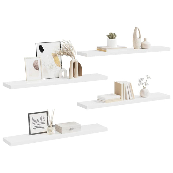 Weiße Schweberegale, 4er Set, 120 cm