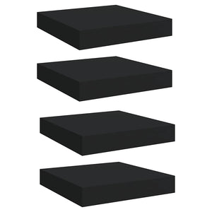 Schwarze Schwebende Wandregale, 4er Set
