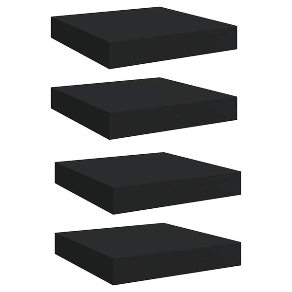 Schwarze Schwebende Wandregale, 4er Set