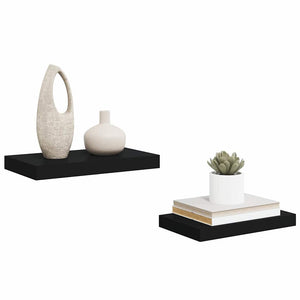 Schwarze Schweberegale, 40 cm, 2er Set