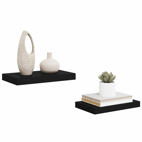 Schwarze Schweberegale, 40 cm, 2er Set