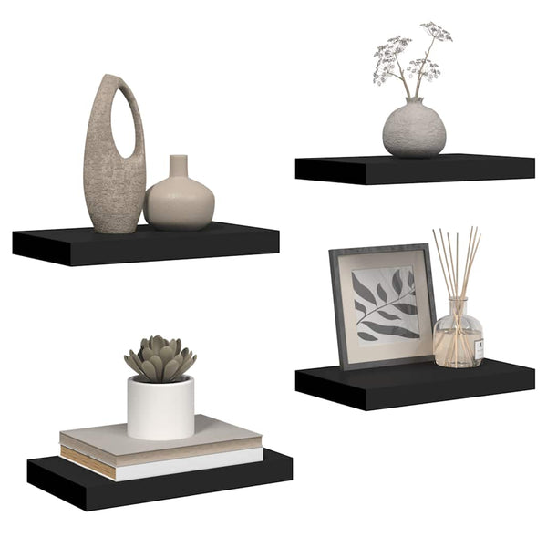 Schwarze Schweberegale, 4er Set