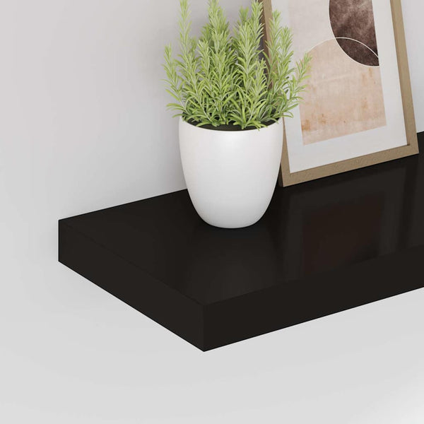 Schweberegale Schwarz 50x23 cm, 2er Set