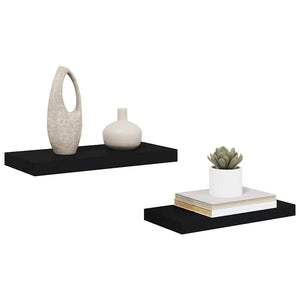Schweberegale Schwarz 50x23 cm, 2er Set