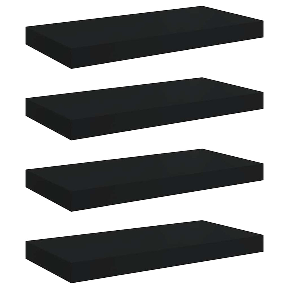 vidaXL Étagères murales 4 pcs Noir 50x23x3,8 cm MDF
