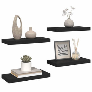 Schwarze Schweberegale, 4er Set