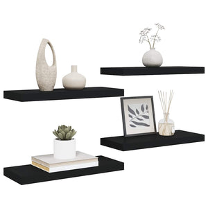 Schweberegale, 4er Set, Schwarz, 60cm