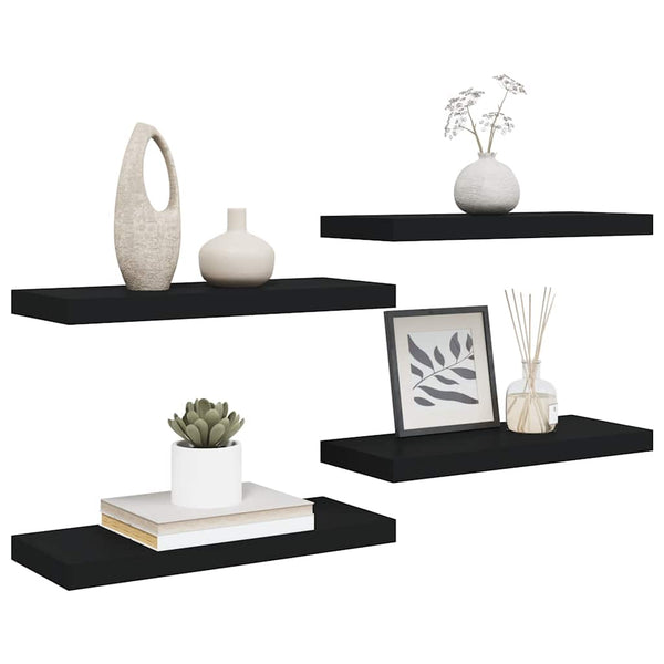 Schweberegale, 4er Set, Schwarz, 60cm