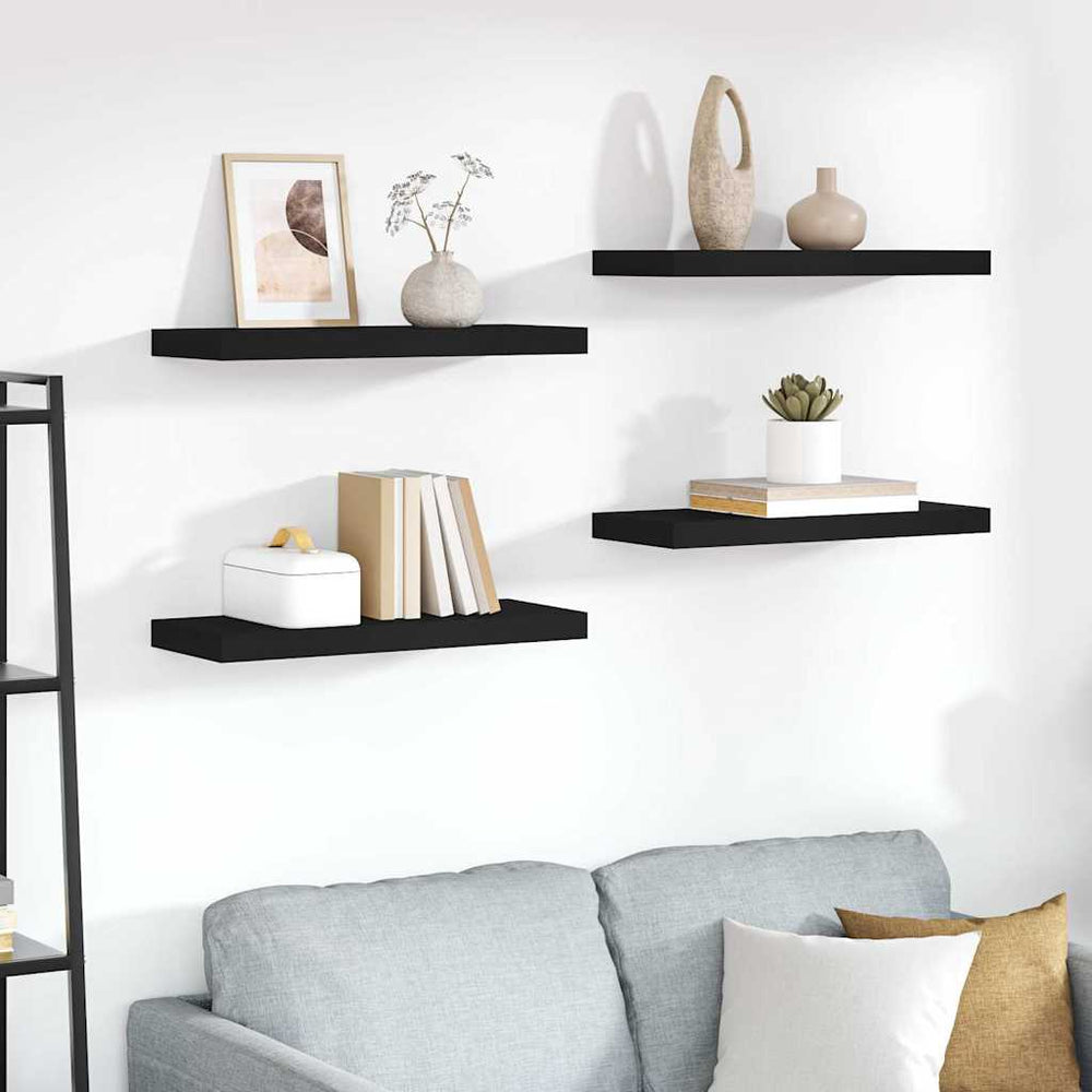 vidaXL Étagères flottantes 4 pcs Noir 60x23,5x3,8 cm MDF