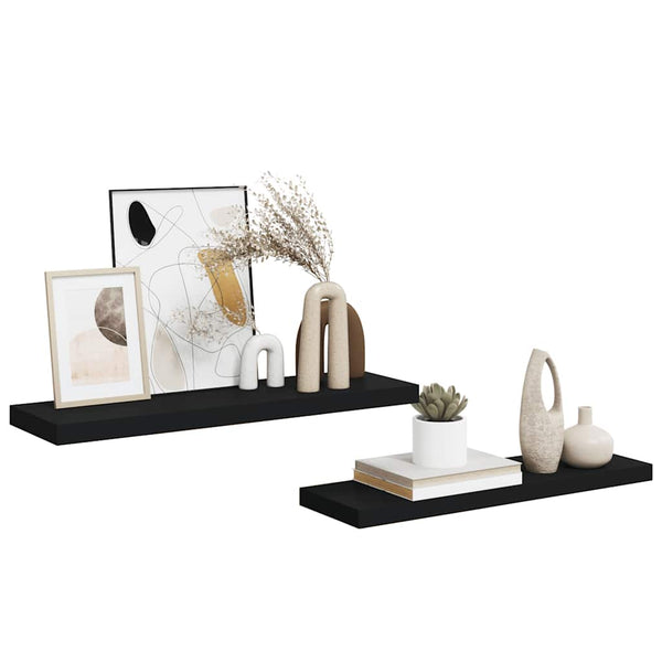Schweberegale Schwarz 80cm 2er Set
