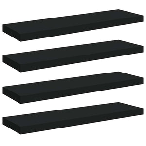 Schwarze Schweberegale, 4er Set, 80cm