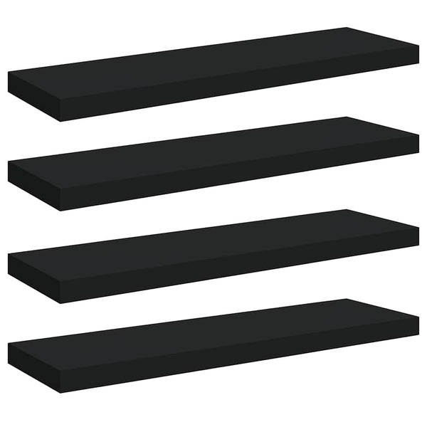 Schwarze Schweberegale, 4er Set, 80cm
