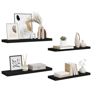 Schwarze Schweberegale, 4er Set, 80cm