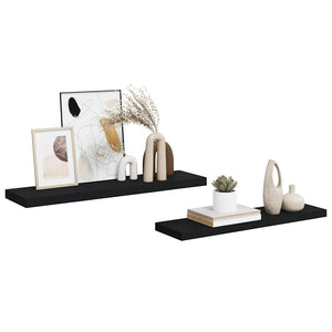 Schweberegale Schwarz, 2er Set, 90cm