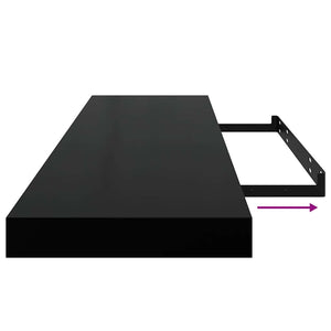 Schweberegale Schwarz, 2er Set, 90cm