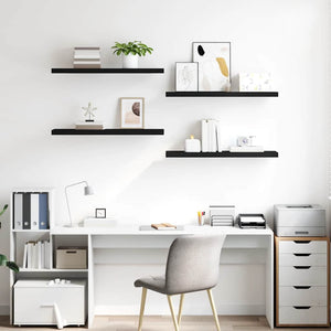 Schweberegale, 4er Set, Schwarz, 90cm