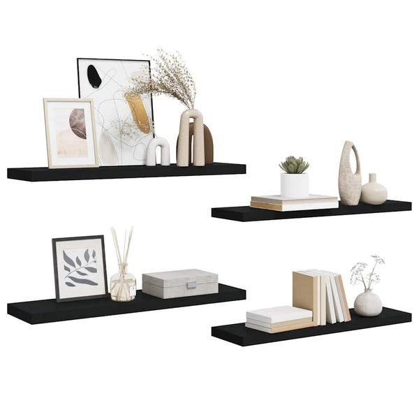 Schweberegale, 4er Set, Schwarz, 90cm