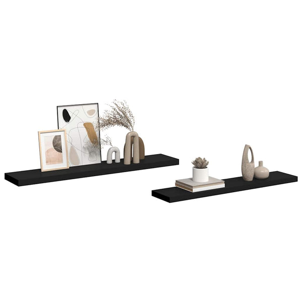Schwarze Schweberegale, 120 cm, 2er Set