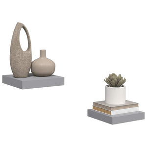 vidaXL Étagères murales flottantes 2 pcs Gris 23x23,5x3,8 cm MDF