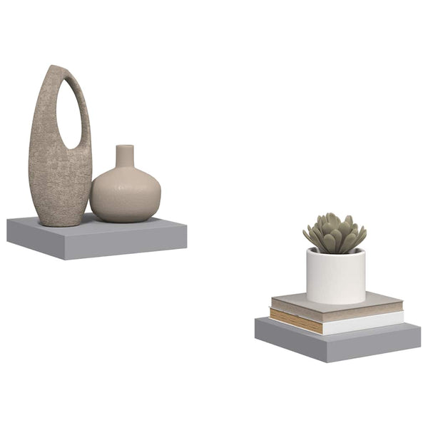 vidaXL Étagères murales flottantes 2 pcs Gris 23x23,5x3,8 cm MDF