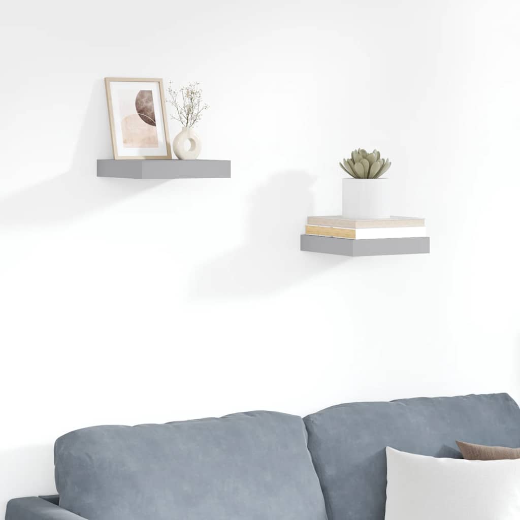 vidaXL Étagères murales flottantes 2 pcs Gris 23x23,5x3,8 cm MDF