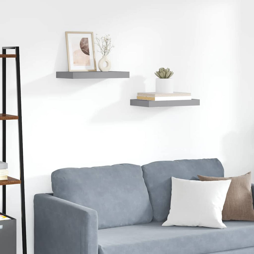 vidaXL Étagères murales flottantes 2 pcs Gris 40x23x3,8 cm MDF