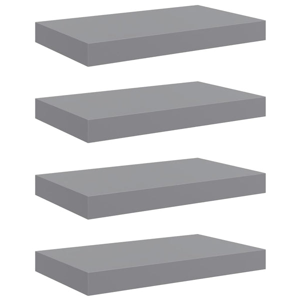 Schwebende Wandregale, 4er Set, Grau