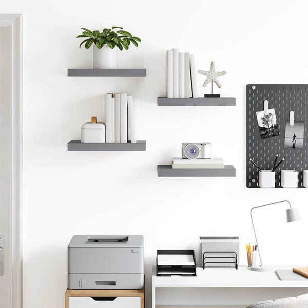 Schwebende Wandregale, 4er Set, Grau