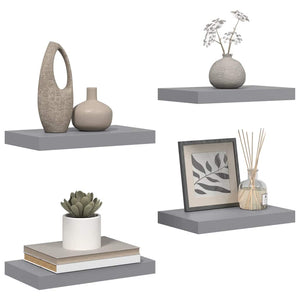 Schwebende Wandregale, 4er Set, Grau