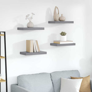 Schwebende Wandregale, 4er Set, Grau