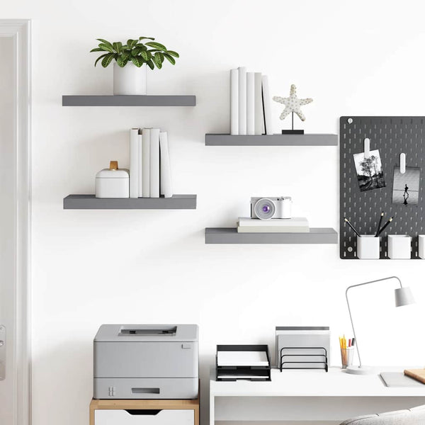 vidaXL Étagères flottantes 4 pcs Gris 50x23x3,8 cm MDF